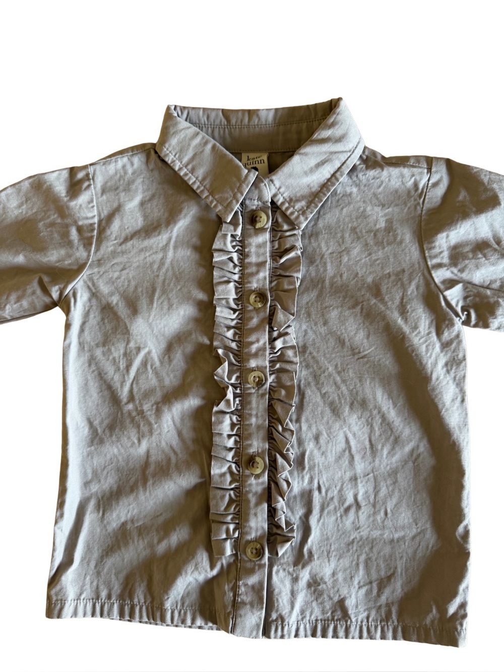 kate quinn Organic Ruffle Placket Button-Front Shirt Stone Natural 18-24M
